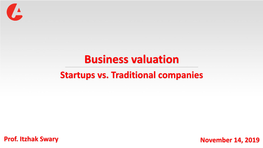Business Valuation Startups Vs