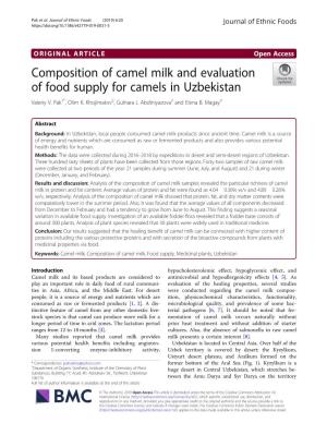 Composition of Camel Milk and Evaluation of Food Supply for Camels in Uzbekistan Valeriy V