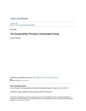 The Sustainability Principle in Sustainable Energy