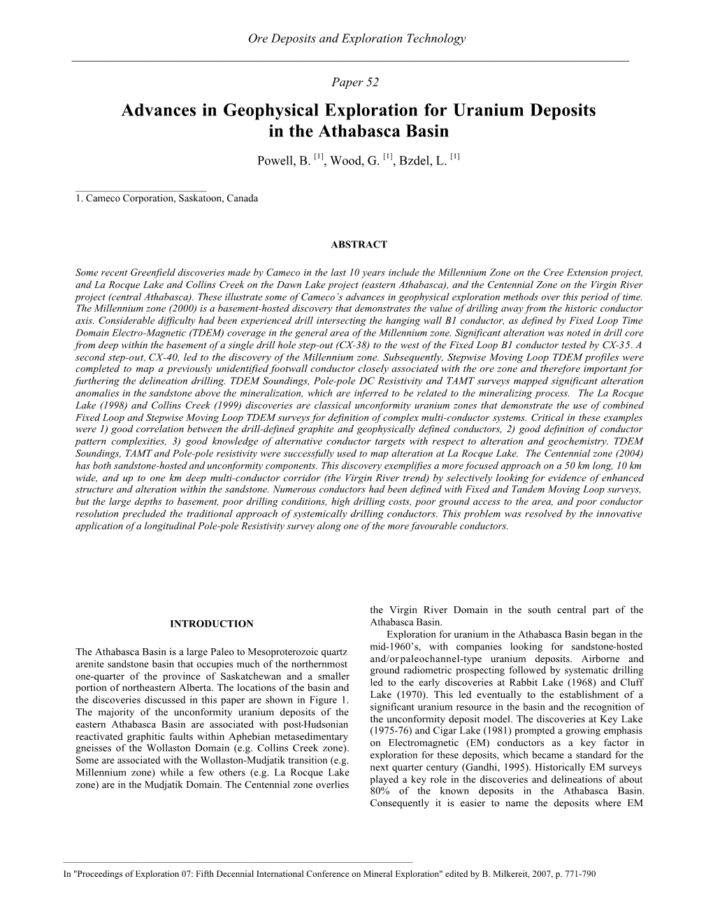 Advances in Geophysical Exploration for Uranium Deposits in the Athabasca Basin