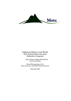 Indigenous Belief in a Just World: New Zealand Māori and Other Ethnicities Compared