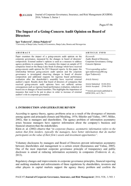 The Impact of a Going-Concern Audit Opinion on Board of Directors