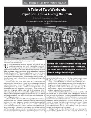 A Tale of Two Warlords Republican China During the 1920S by Matthew R