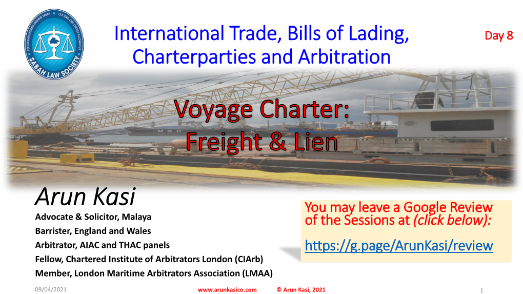 Voyage Charter: Freight & Lien