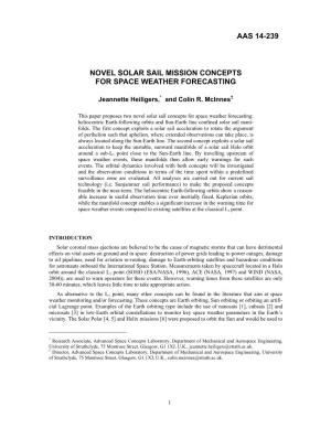 Novel Solar Sail Mission Concepts for Space Weather Forecasting