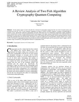 A Review Analysis of Two Fish Algorithm Cryptography Quantum Computing