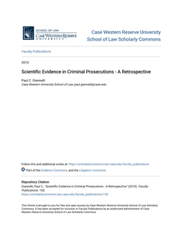 Scientific Evidence in Criminal Prosecutions