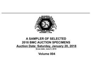 A SAMPLER of SELECTED 2018 BMC AUCTION SPECIMENS Auction Date: Saturday, January 20, 2018 Snow Date: June 9, 2018 Volume 004 Bismuth(Bi) Xls