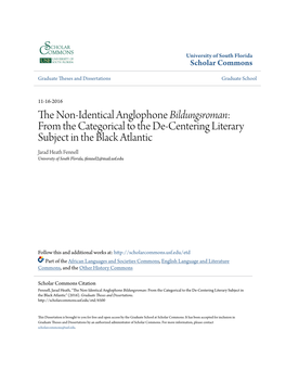 From the Categorical to the De-Centering Literary Subject in the Black Atlantic Jarad Heath Fennell University of South Florida, Jfennel2@Mail.Usf.Edu