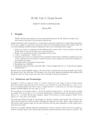 SI 335, Unit 5: Graph Search