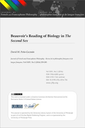 Beauvoir's Reading of Biology in the Second
