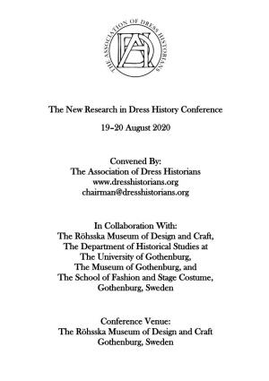 The New Research in Dress History Conference