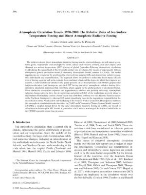 Atmospheric Circulation Trends, 1950–2000: the Relative Roles of Sea Surface Temperature Forcing and Direct Atmospheric Radiative Forcing