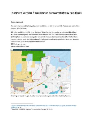 Northern Corridor / Washington Parkway Highway Fact Sheet