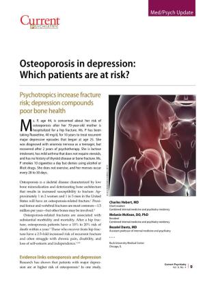 Osteoporosis in Depression: Which Patients Are at Risk?