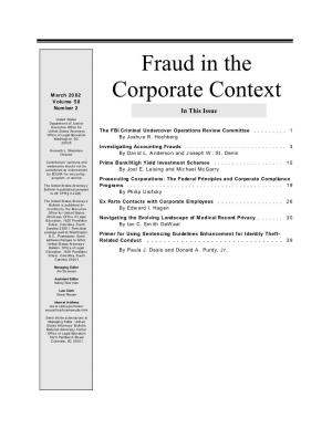 U.S. Attorneys' Bulletin Vol 50 No 02, Fraud in the Corporate Context