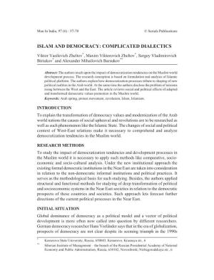 Islam and Democracy: Complicated Dialectics