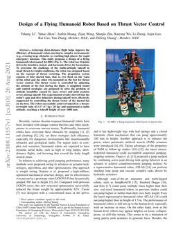 Design of a Flying Humanoid Robot Based on Thrust Vector Control