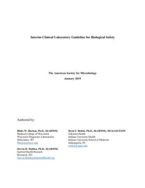 Interim Clinical Laboratory Guideline for Biological Safety Authored