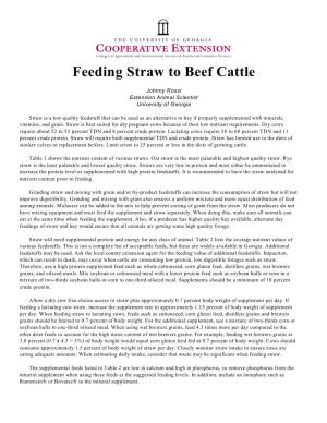 Feeding Straw to Beef Cattle
