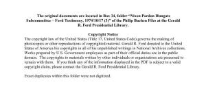 Nixon Pardon Hungate Subcommittee – Ford Testimony, 1974/10/17 (3)” of the Philip Buchen Files at the Gerald R