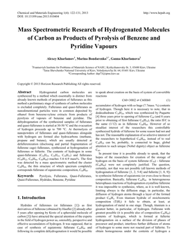 Mass Spectrometric Research of Hydrogenated Molecules of Carbon As Products of Pyrolysis of Benzene and Pyridine Vapours