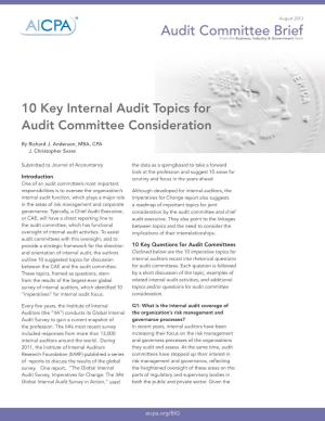 10 Key Internal Audit Topics for Audit Committee Consideration