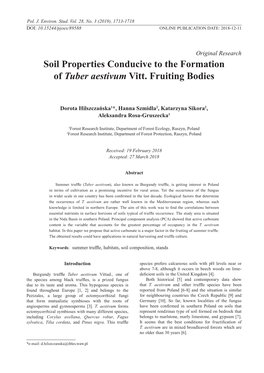 Soil Properties Conducive to the Formation of Tuber Aestivum Vitt
