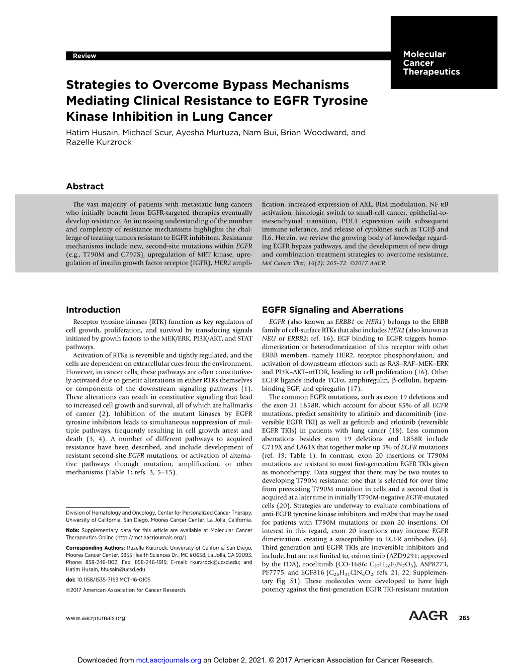 Strategies to Overcome Bypass Mechanisms Mediating Clinical