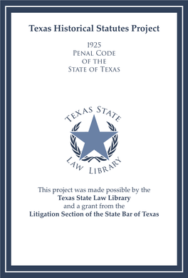 Penal Code of the State of Texas