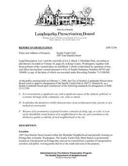 Report on Designation Lpb 32/06