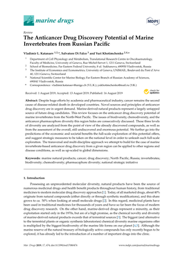 The Anticancer Drug Discovery Potential of Marine Invertebrates from Russian Paciﬁc