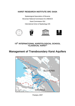 Management of Transboundary Karst Aquifers