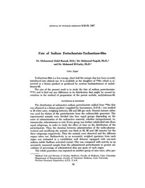 Fate of Sodium Pertechnetate-Technetium-99M
