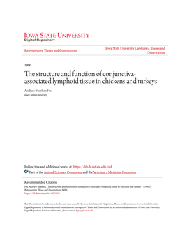 Associated Lymphoid Tissue in Chickens and Turkeys Andrew Stephen Fix Iowa State University