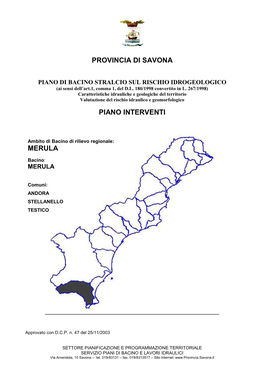 Provincia Di Savona Piano Interventi Merula