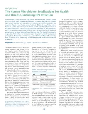 The Human Microbiome: Implications for Health and Disease, Including HIV Infection