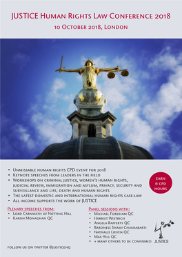 JUSTICE Human Rights Law Conference 2018 10 October 2018, London