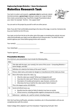 Robotics Research Task