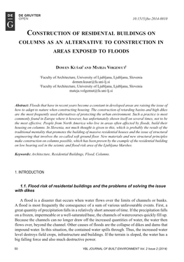 Construction of Residental Buildings on Columns As an Alternative to Construction in Areas Exposed to Floods