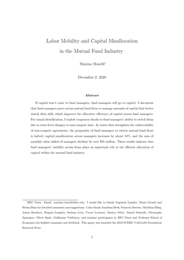 Labor Mobility and Capital Misallocation in the Mutual Fund Industry