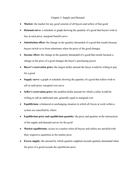 Chapter 3: Supply and Demand • Market