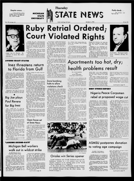 East Lansing, Michigan October 6,- 1966 Price 10C Ruby Retrial Ordered; Court Violated Rights