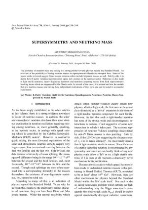 Supersymmetry and Neutrino Mass