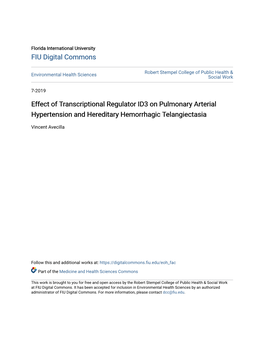 Effect of Transcriptional Regulator ID3 on Pulmonary Arterial Hypertension and Hereditary Hemorrhagic Telangiectasia
