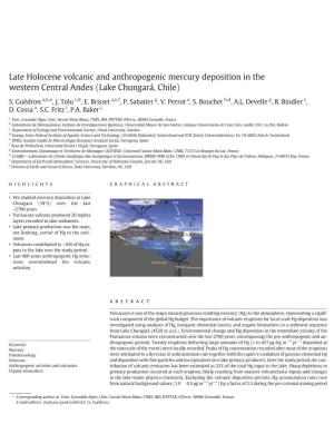 Late Holocene Volcanic and Anthropogenic Mercury Deposition in the Western Central Andes (Lake Chungará, Chile)