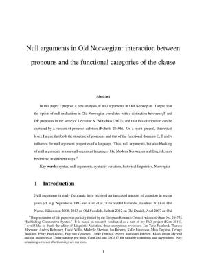 Null Arguments in Old Norwegian: Interaction Between Pronouns and the Functional Categories of the Clause