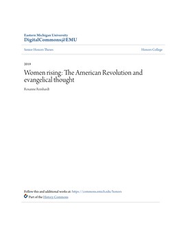 The American Revolution and Evangelical Thought Roxanne Reinhardt