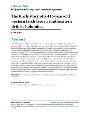 The Fire History of a 416-Year-Old Western Larch Tree in Southeastern British Columbia