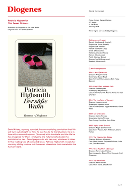 Book Factsheet Patricia Highsmith This Sweet Sickness